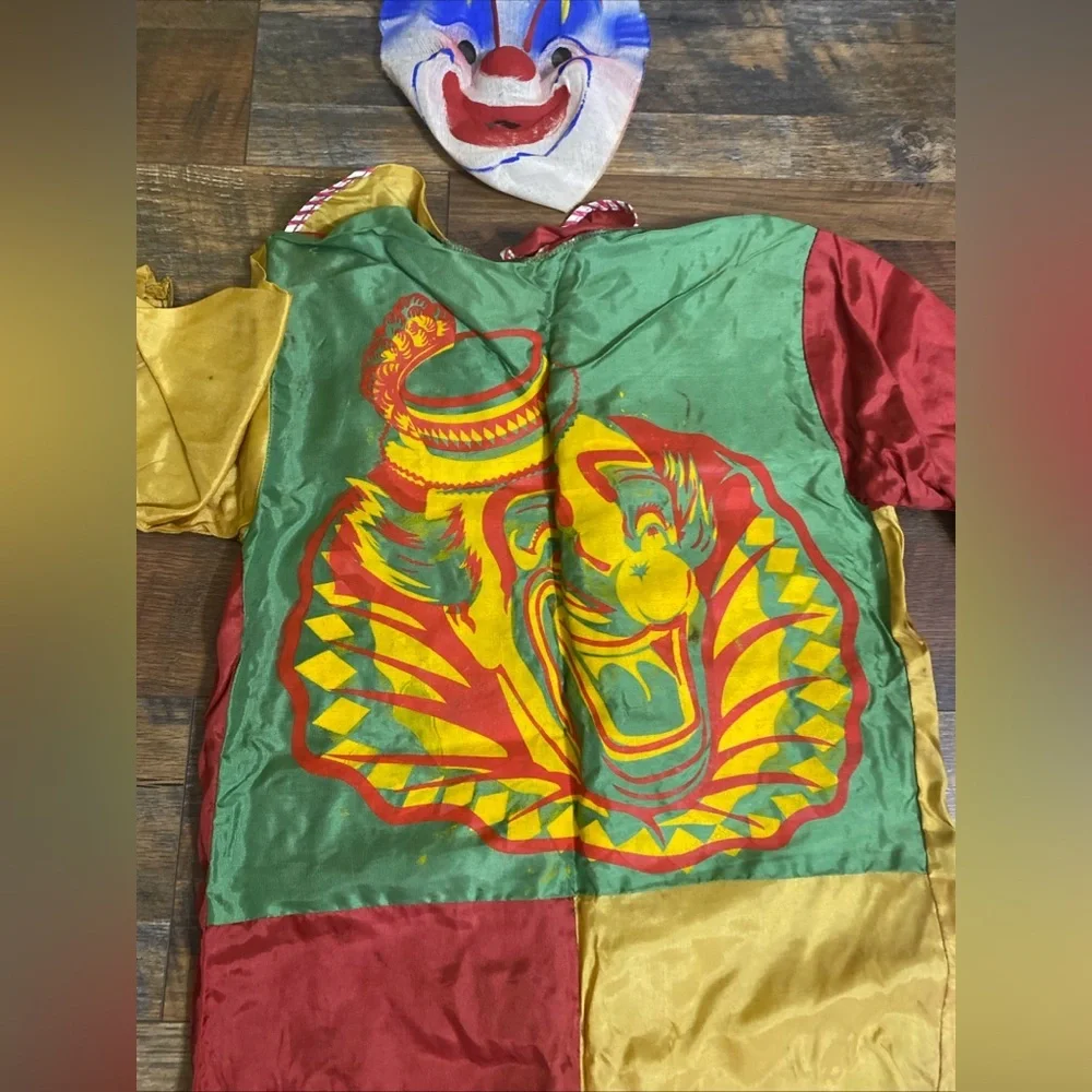 Vintage Masquerade Costume By Superb Halco Brand Clown Size Large Child 3 Piece
